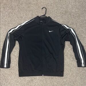 Nike Men's Black Jacket with White Stripes